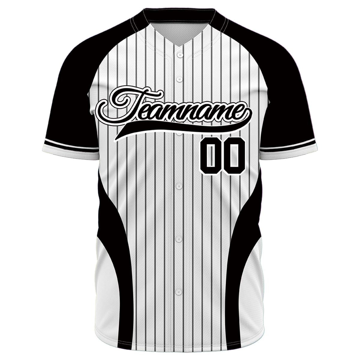 VOSOLI Custom Black & White Pinstripe Baseball Jersey - Classic Vintage Uniform
