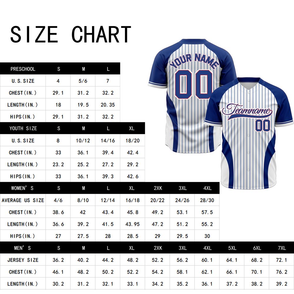 VOSOLI Classic Royal Blue & White Pinstripe Baseball Jersey - Custom Team Uniform