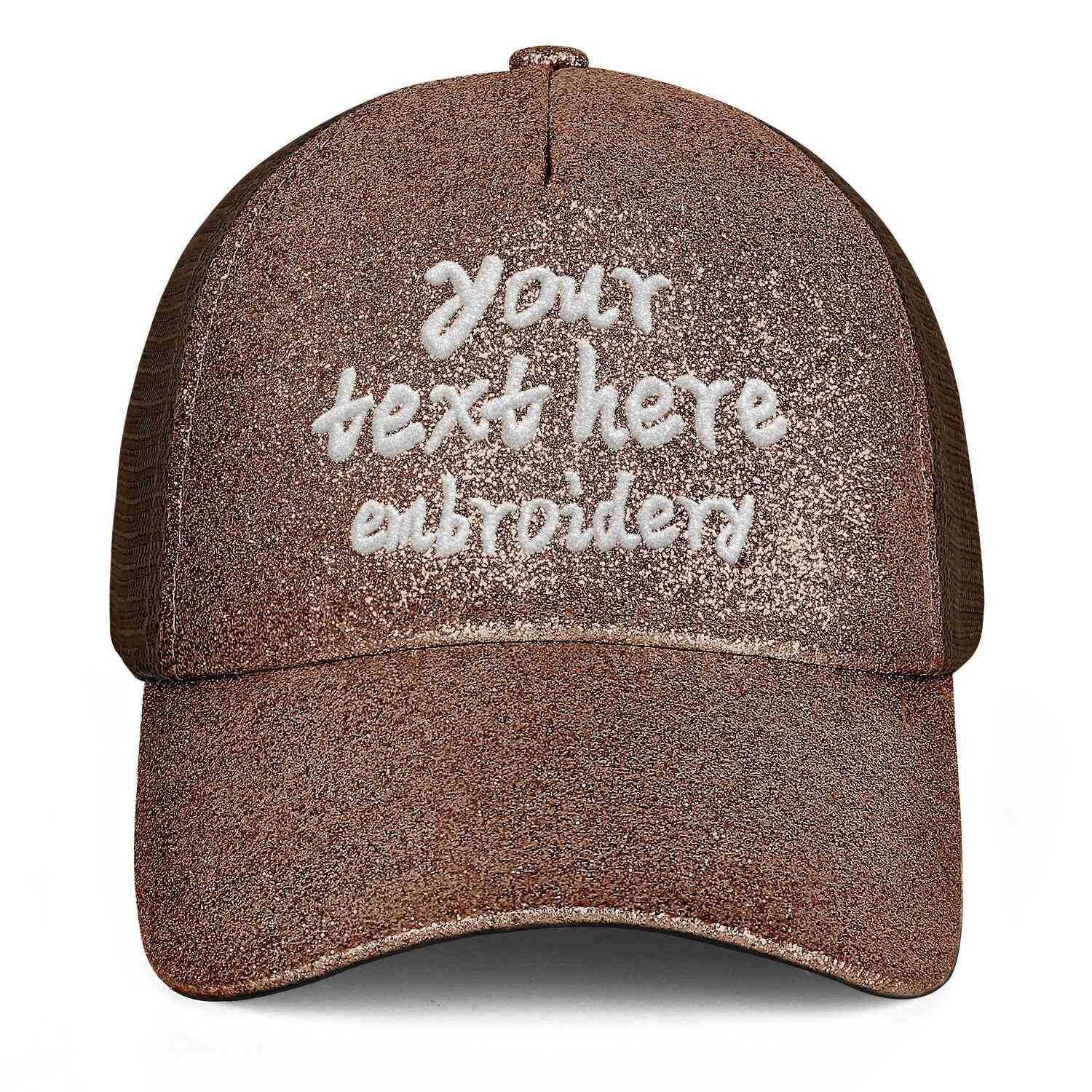 Vosoli Copper Glitter Mesh Women’s Ponytail Hat - Team Custom Embroider Personalized Cap