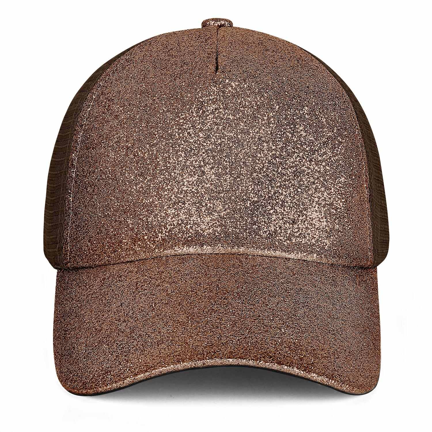 Vosoli Copper Glitter Mesh Women’s Ponytail Hat - Team Custom Embroider Personalized Cap