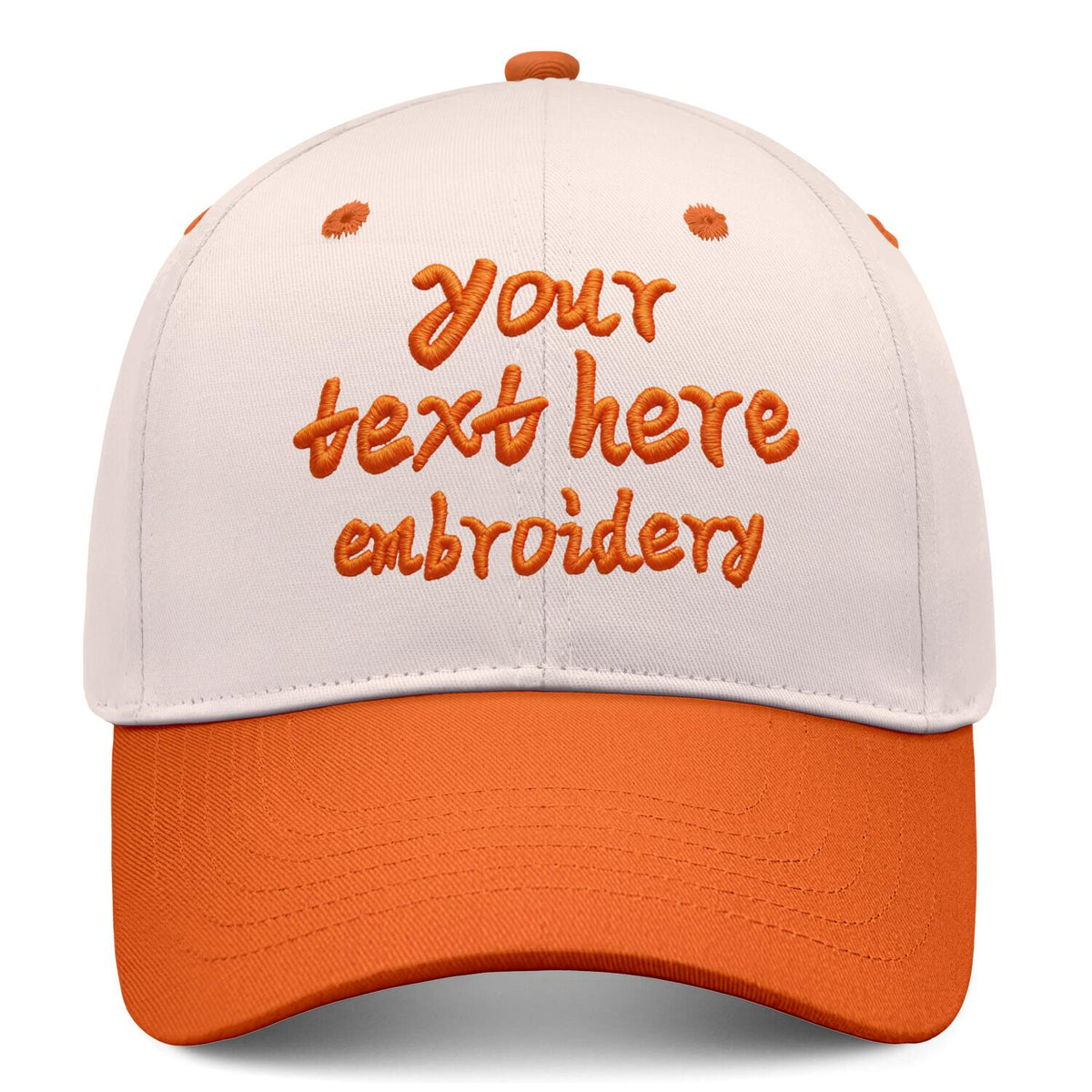 Vosoli Cream & Orange Color-Block Deep Bill Baseball Cap - Unisex Custom 3D Embroidery or Print Hat