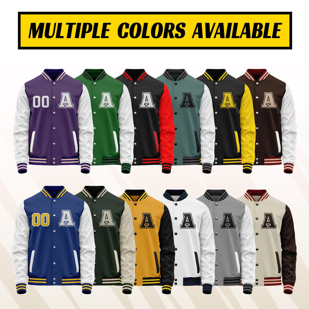 Custom Varsity Jacket with Embroidered Name & Number | Black & White Personalized Team Letterman Bomber