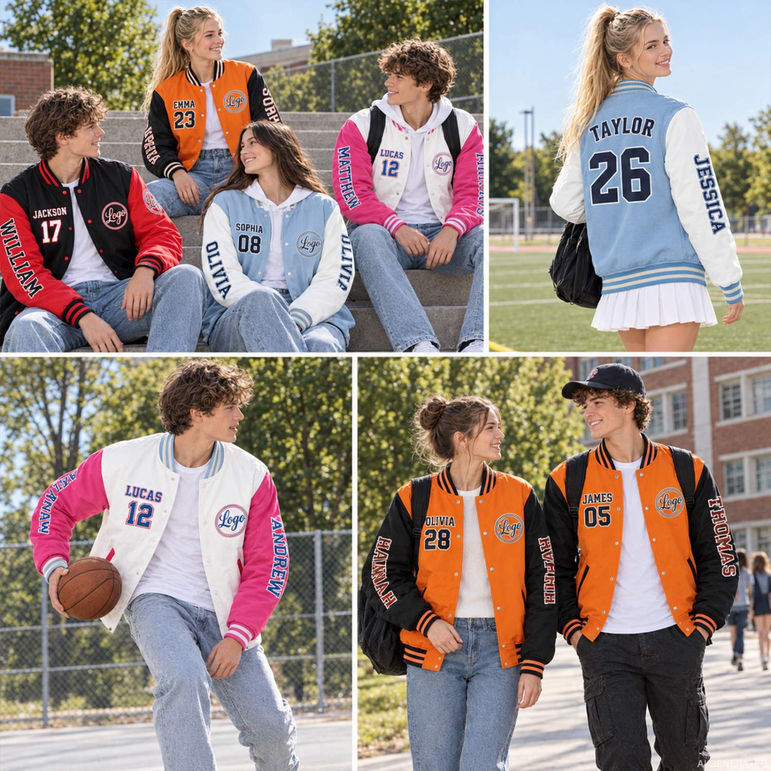 Custom Forest Green Varsity Jacket | Personalized Letterman Bomber with Sleeve Text & Logo