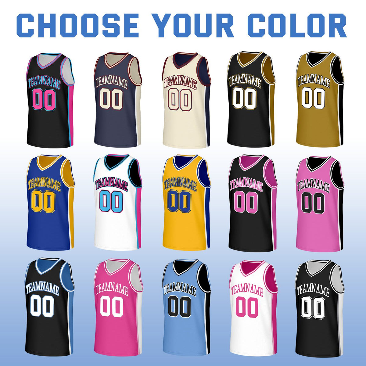 Custom Blue & White Reversible Basketball Jersey | Personalized Team Jerseys with Name Number Logo