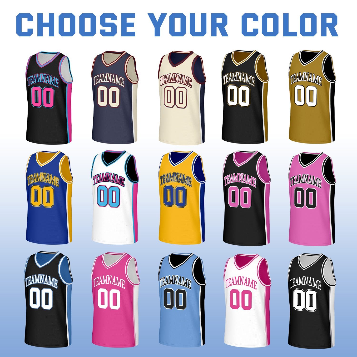 Custom Blue & White Reversible Basketball Jersey | Personalized Team Jerseys with Name Number Logo