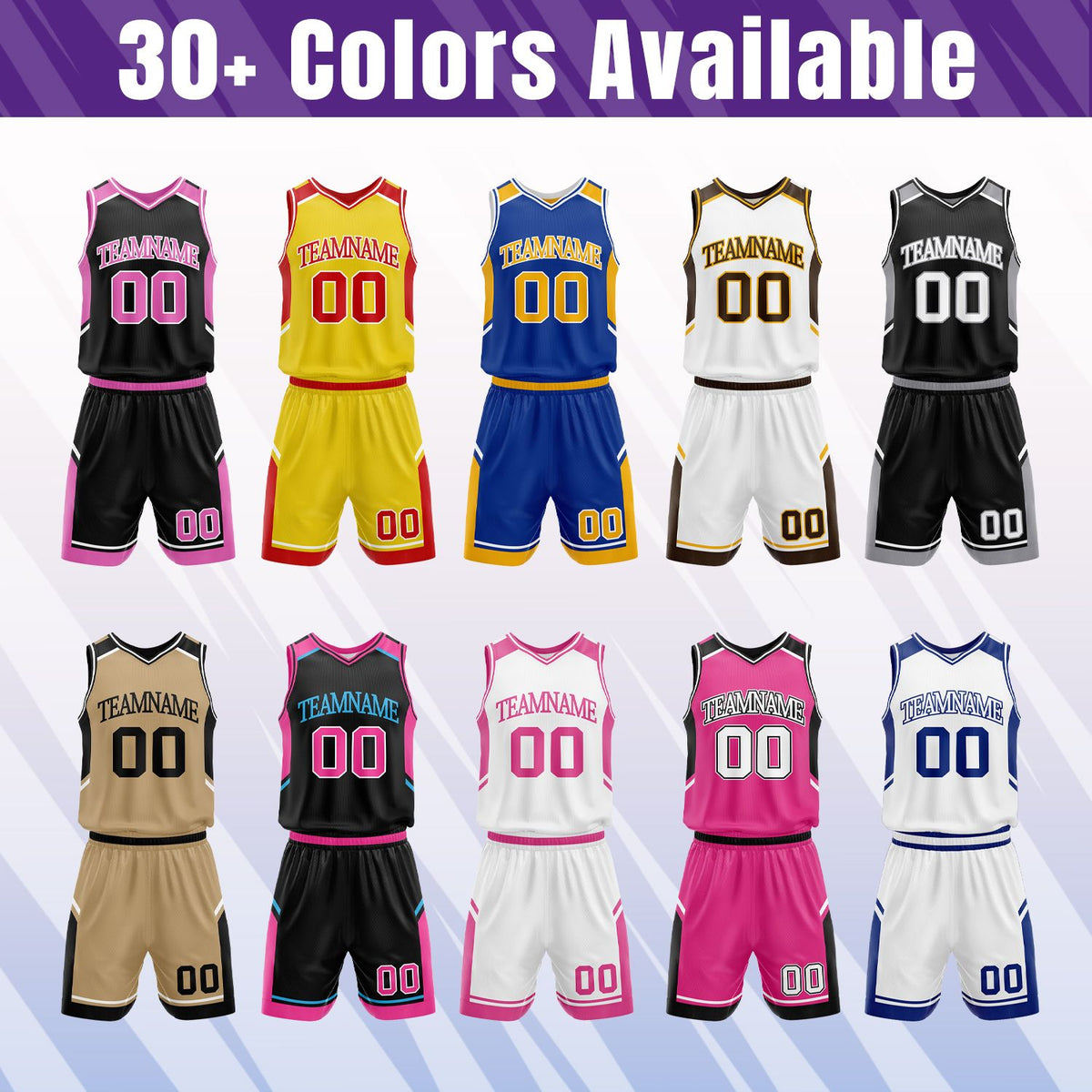 Custom Reversible Basketball Uniform Set | Royal Blue & White V-Neck Sleeveless Jersey & Athletic Shorts
