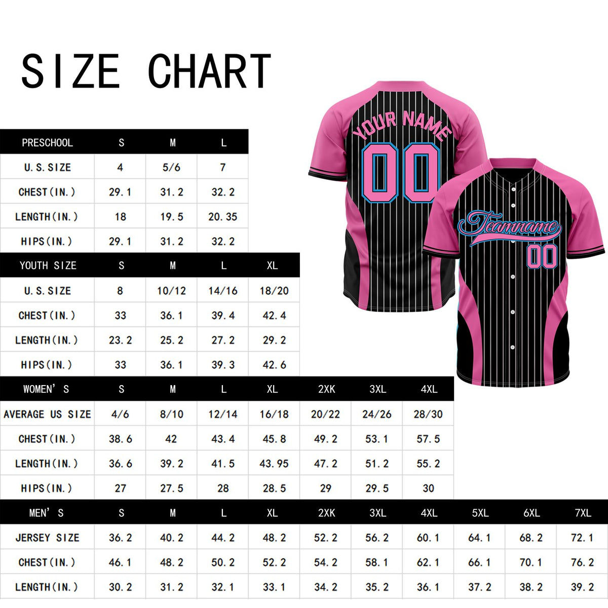 Custom Black & Pink Pinstripe Baseball Jersey | Personalized Striped Full Button Team Uniform - VOSOLI