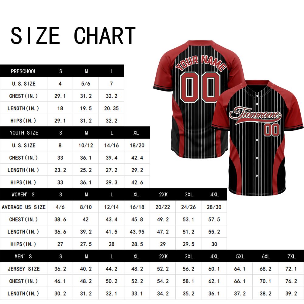 Custom Black & Red Pinstripe Baseball Jersey | Personalized Striped Full Button Team Uniform - VOSOLI