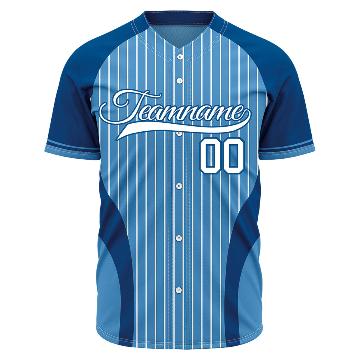 Custom Blue Striped Baseball Jersey | Personalized Pinstripe Full Button Team Uniform - VOSOLI