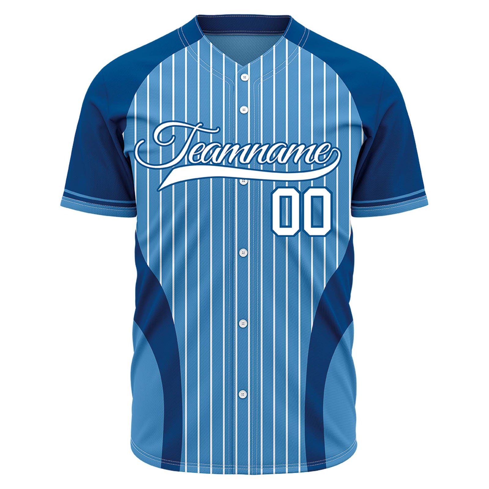 Custom Blue Striped Baseball Jersey | Personalized Pinstripe Full Button Team Uniform - VOSOLI