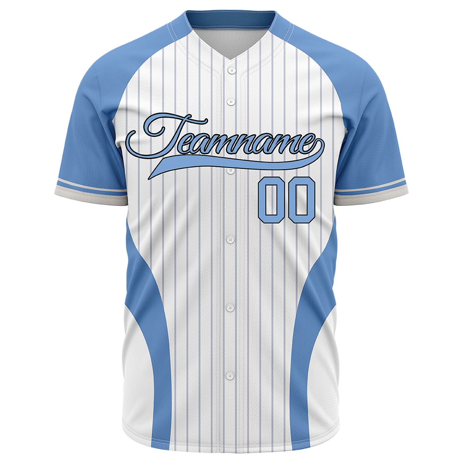 Custom Blue & White Pinstripe Baseball Jersey | Personalized Striped Full Button Team Uniform - VOSOLI