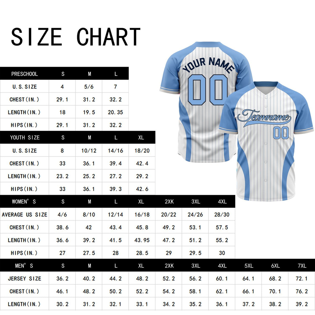 Custom Blue & White Pinstripe Baseball Jersey | Personalized Striped Full Button Team Uniform - VOSOLI