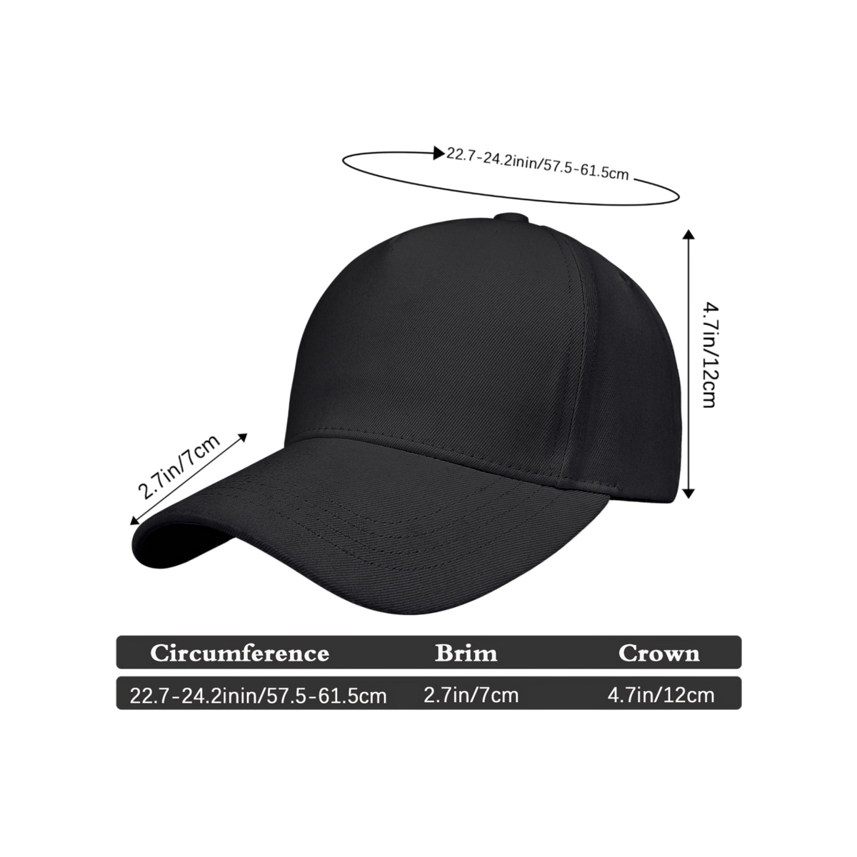 Vosoli White Embroidered Black Baseball Cap - Personalized Hat
