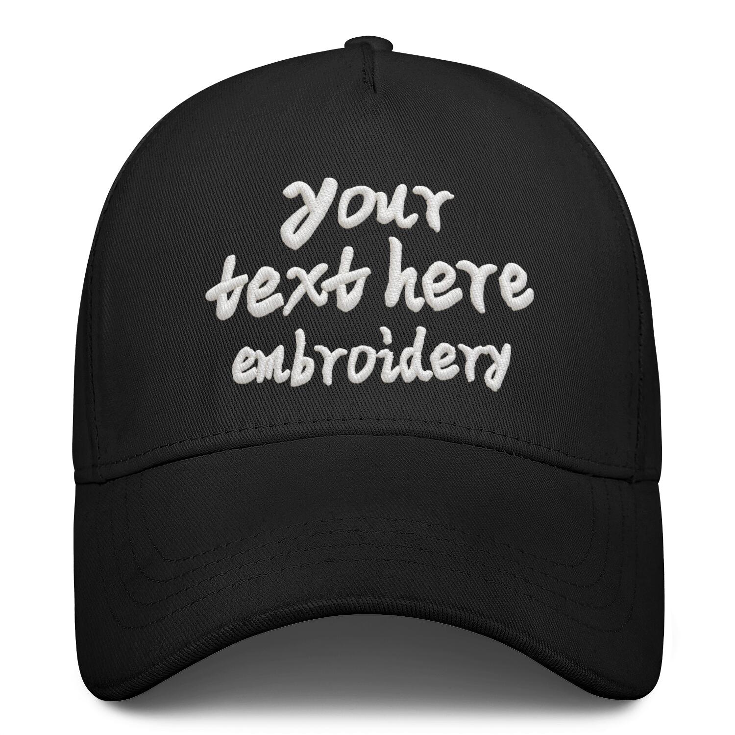 Vosoli White Embroidered Black Baseball Cap - Personalized Hat