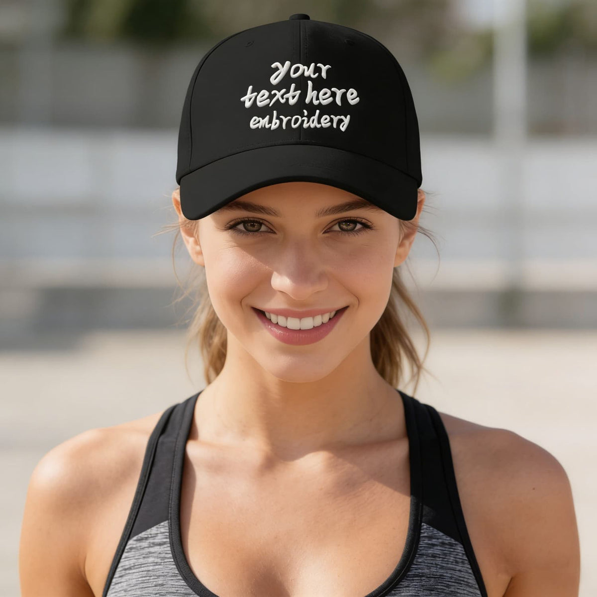 Vosoli White Embroidered Black Baseball Cap - Personalized Hat