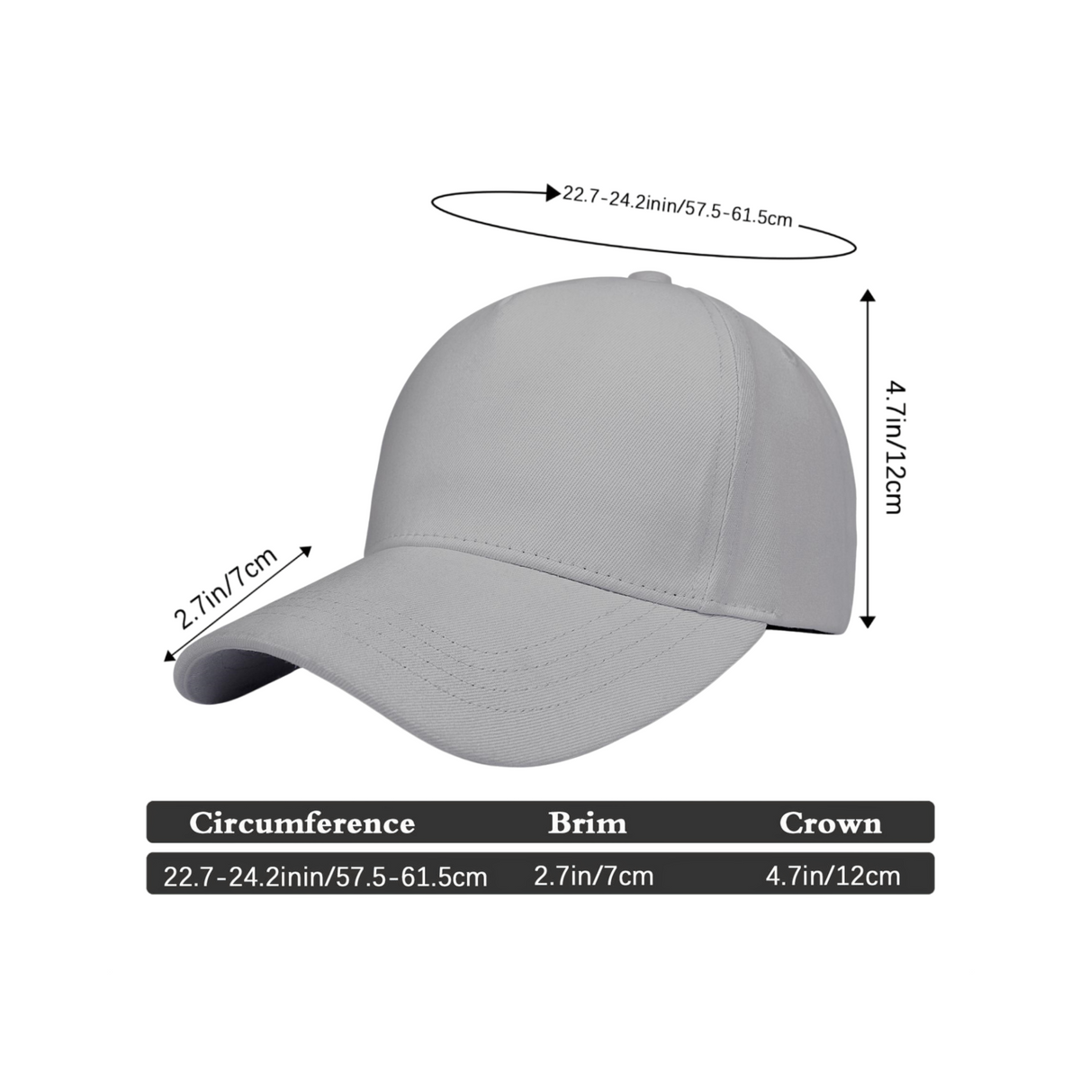 Vosoli Custom Embroidered Grey Baseball Cap - Personalized Embroidery Hat