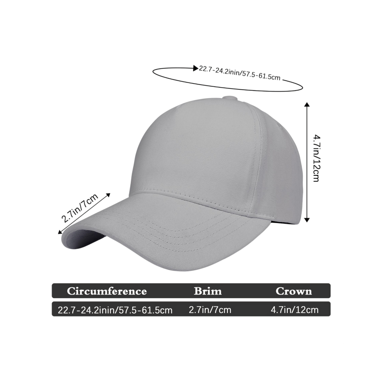 Vosoli Custom Embroidered Grey Baseball Cap - Personalized Embroidery Hat