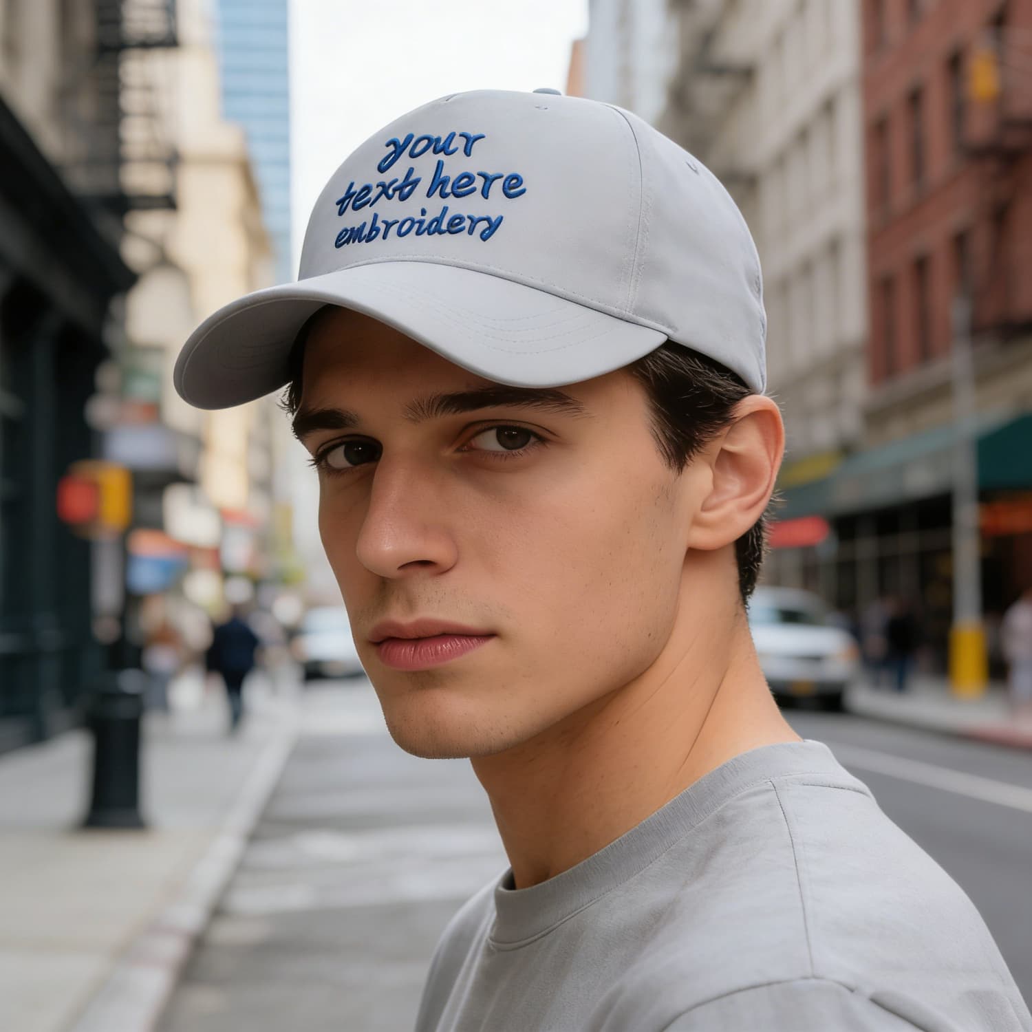 Vosoli Custom Embroidered Grey Baseball Cap - Personalized Embroidery Hat