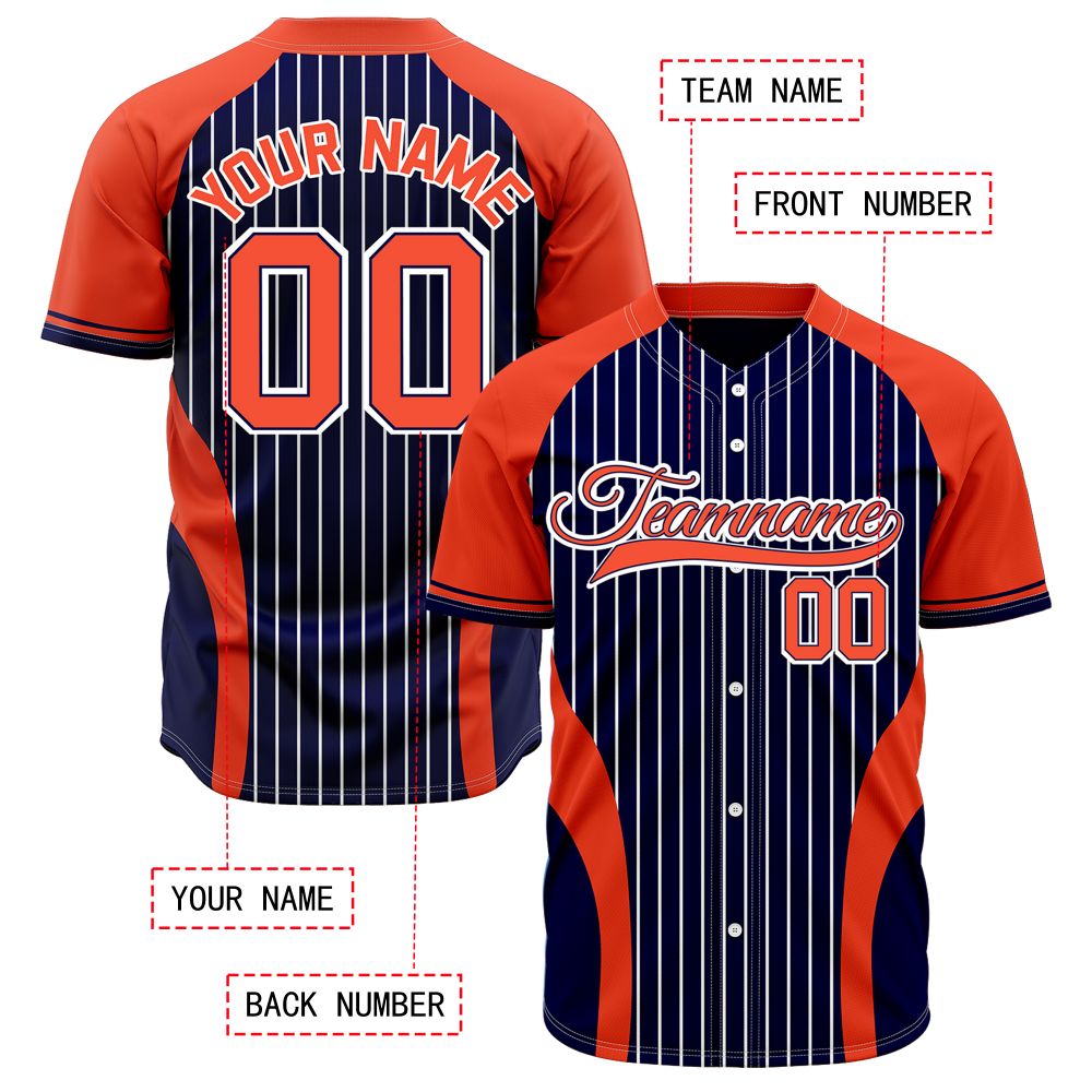 VOSOLI Custom Royal Blue & Orange Pinstripe Baseball Jersey - Sublimated Uniform