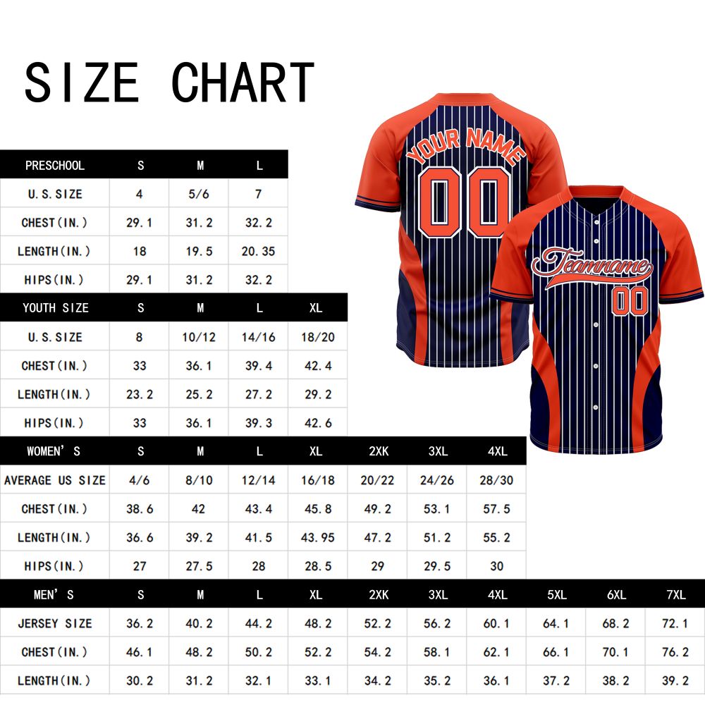 VOSOLI Custom Royal Blue & Orange Pinstripe Baseball Jersey - Sublimated Uniform