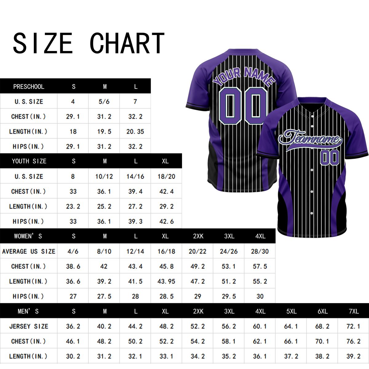VOSOLI Custom Purple & Black Pinstripe Baseball Jersey - Sublimated Team Uniform