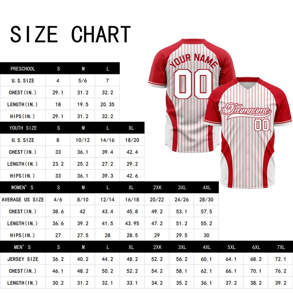 Custom Red & White Pinstripe Baseball Jersey | Personalized Striped Full Button Team Uniform - VOSOLI