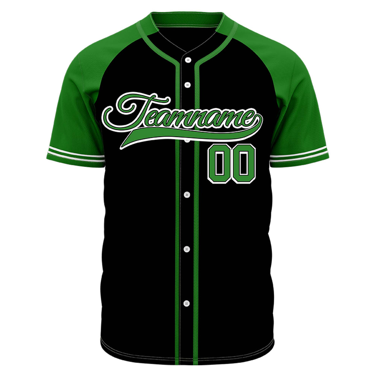 VOSOLI Custom Stitched Black and Green Two-Tone Baseball Jersey