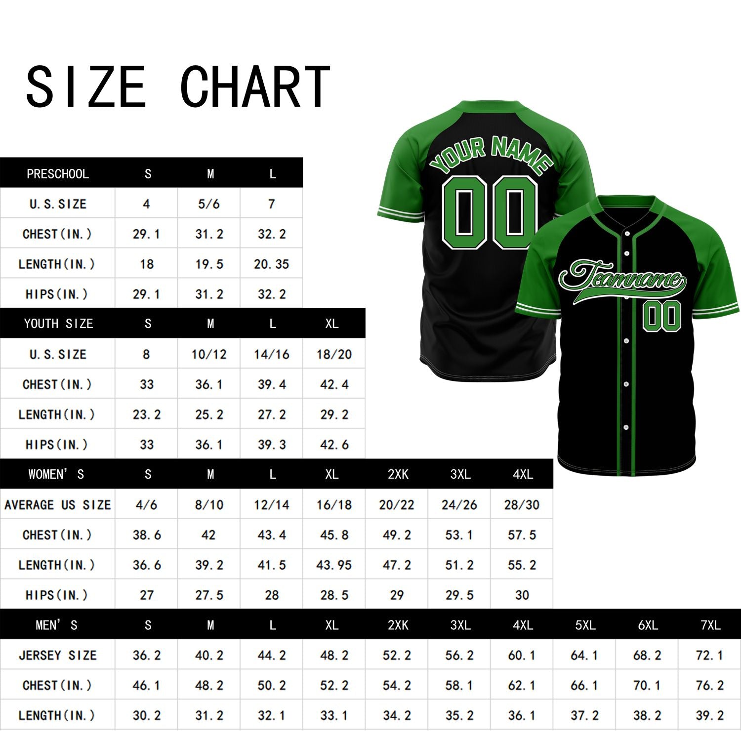 VOSOLI Custom Stitched Black and Green Two-Tone Baseball Jersey