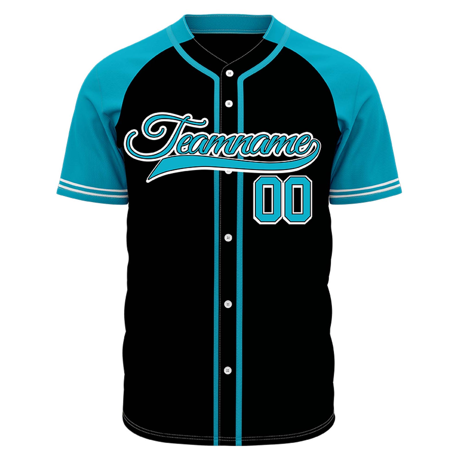 VOSOLI Custom Stitched Black and Teal Two-Tone Baseball Jersey