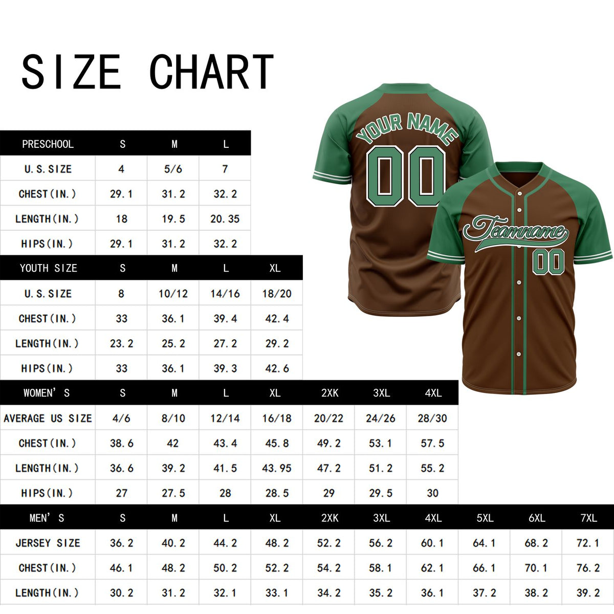 VOSOLI Custom Stitched Brown and Green Two-Tone Baseball Jersey