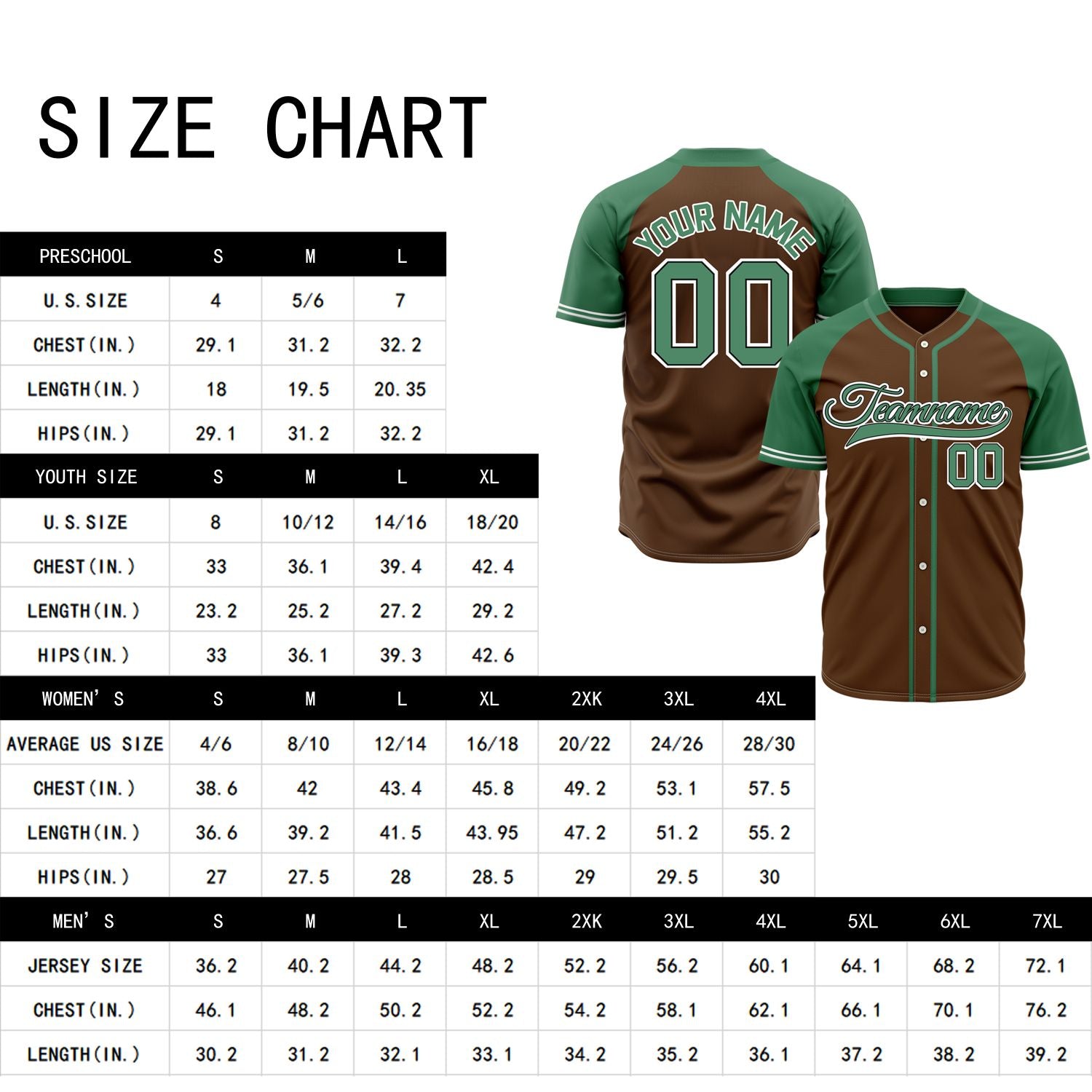 VOSOLI Custom Stitched Brown and Green Two-Tone Baseball Jersey