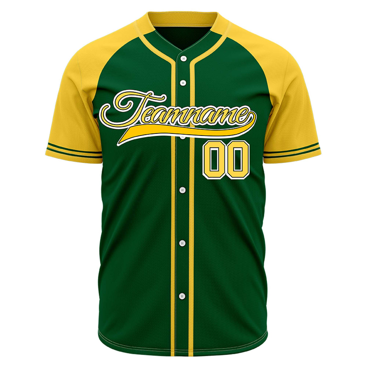 VOSOLI Custom Stitched Forest Green and Yellow Two-Tone Baseball Jersey