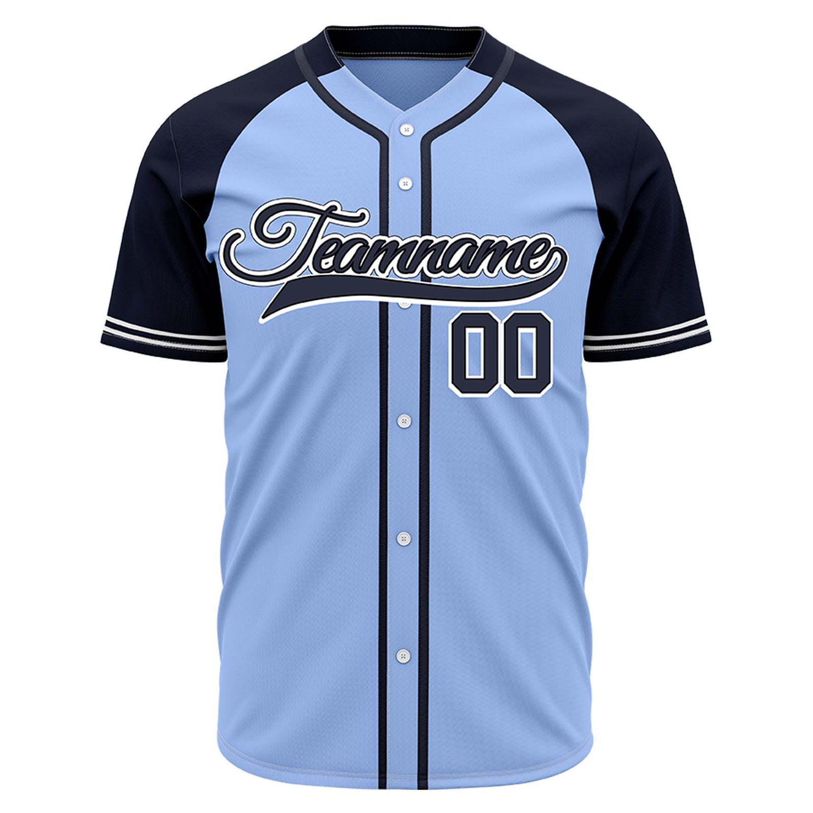VOSOLI Custom Stitched Light Blue and Navy Two-Tone Baseball Jersey