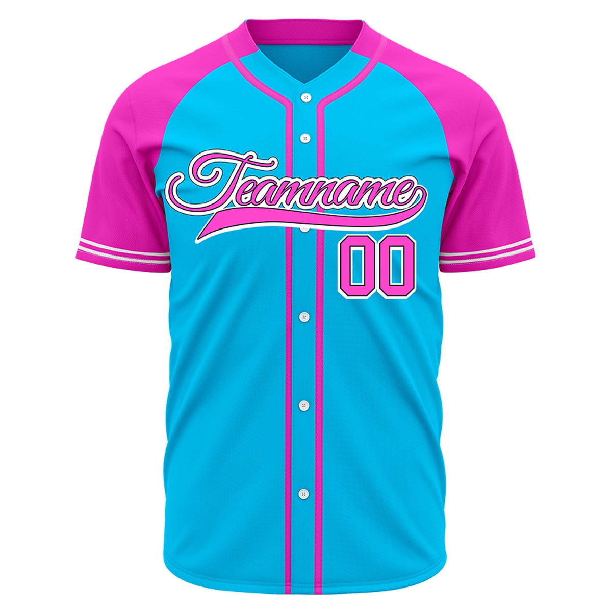 VOSOLI Custom Stitched Light Blue and Pink Two-Tone Baseball Jersey