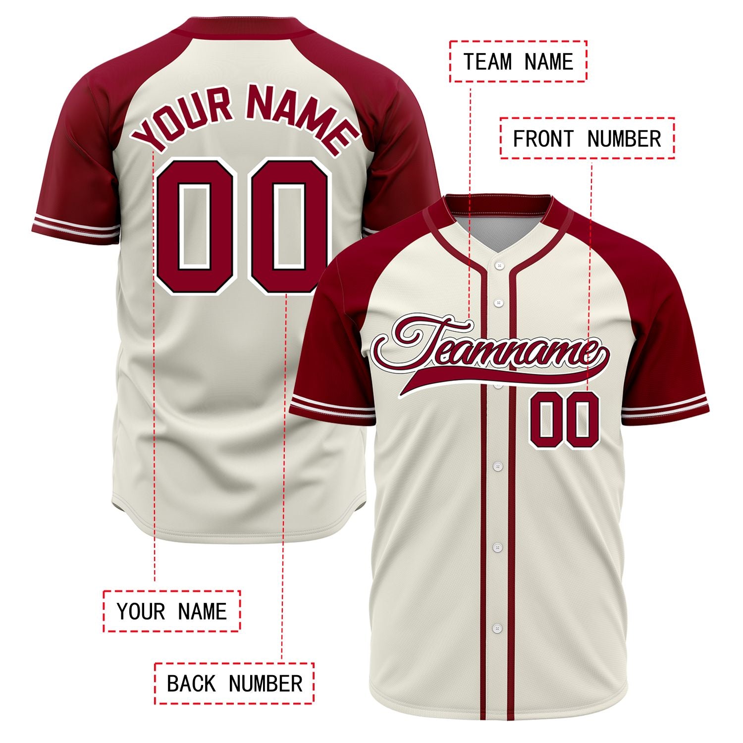 VOSOLI Custom Stitched Maroon and Cream Retro Baseball Jersey