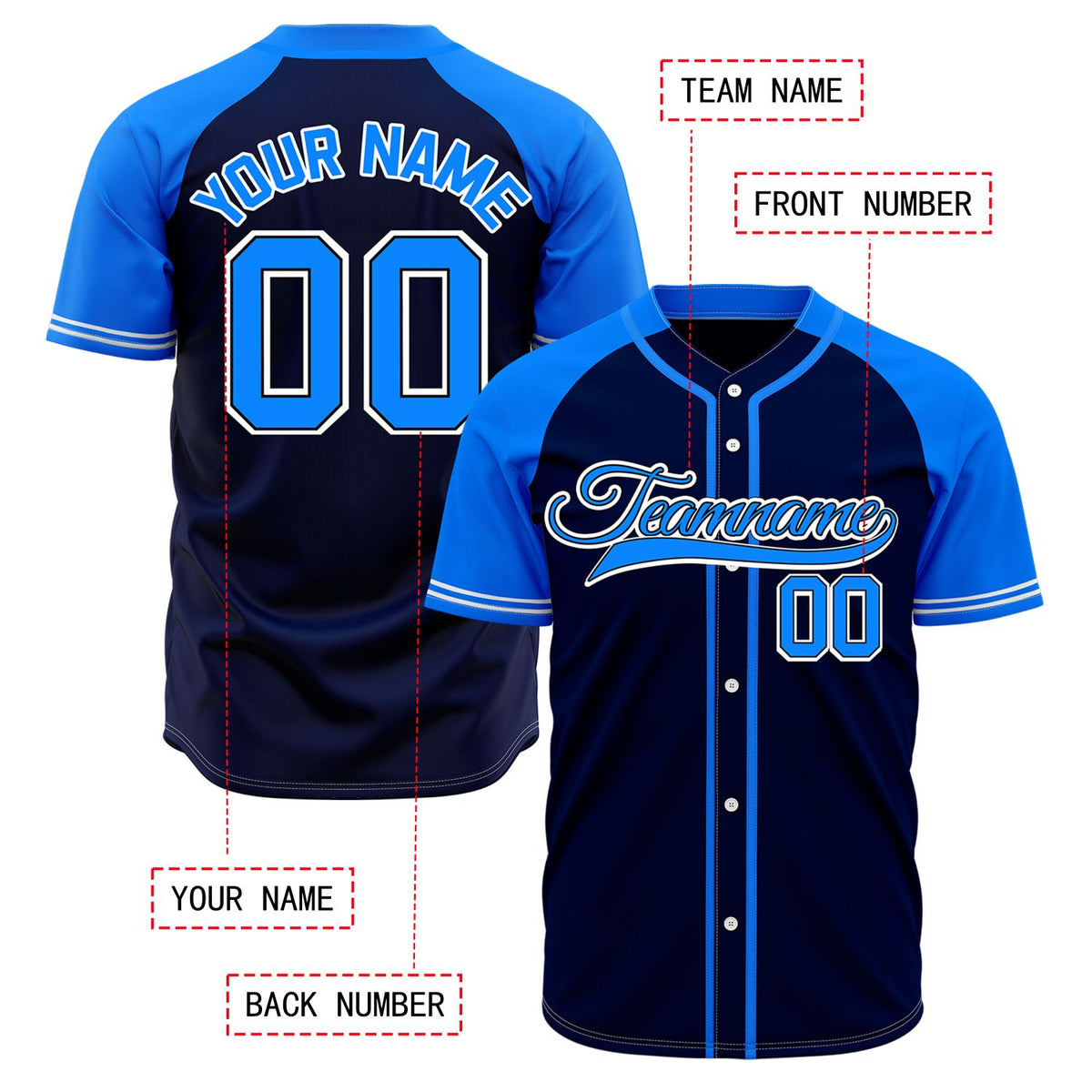 VOSOLI Custom Stitched Navy and Royal Blue Two-Tone Baseball Jersey