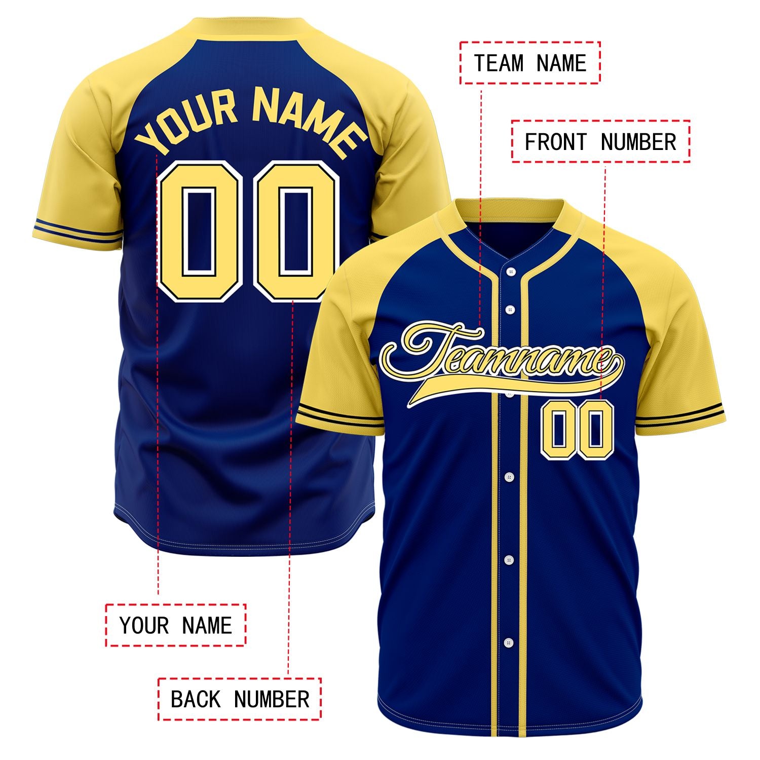 VOSOLI Custom Stitched Navy and Yellow Two-Tone Baseball Jersey
