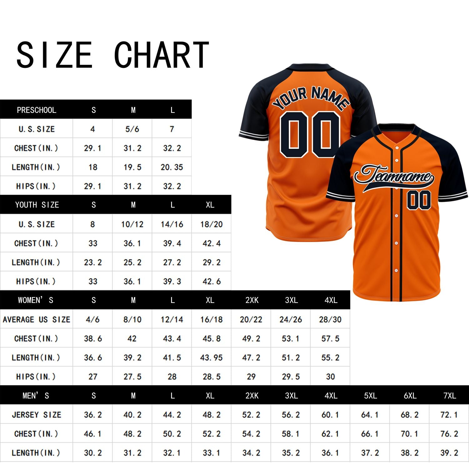 VOSOLI Custom Stitched Orange and Black Two-Tone Baseball Jersey