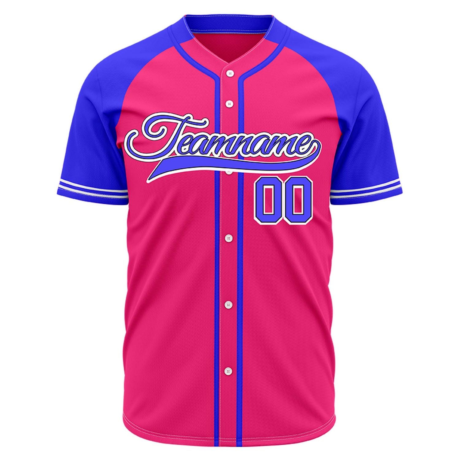 VOSOLI Custom Stitched Pink and Blue Two-Tone Baseball Jersey