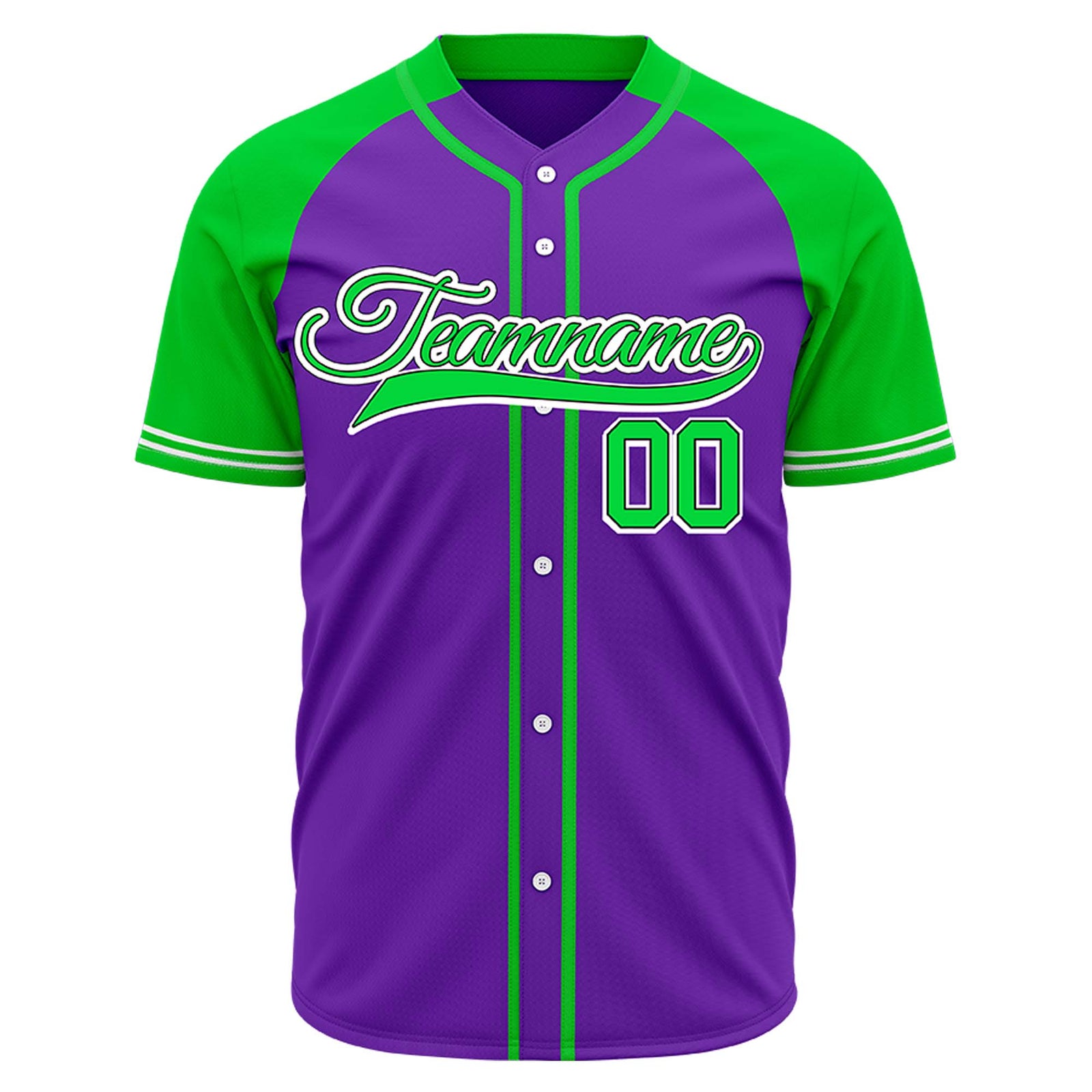 VOSOLI Custom Stitched Purple and Neon Green Two-Tone Baseball Jersey