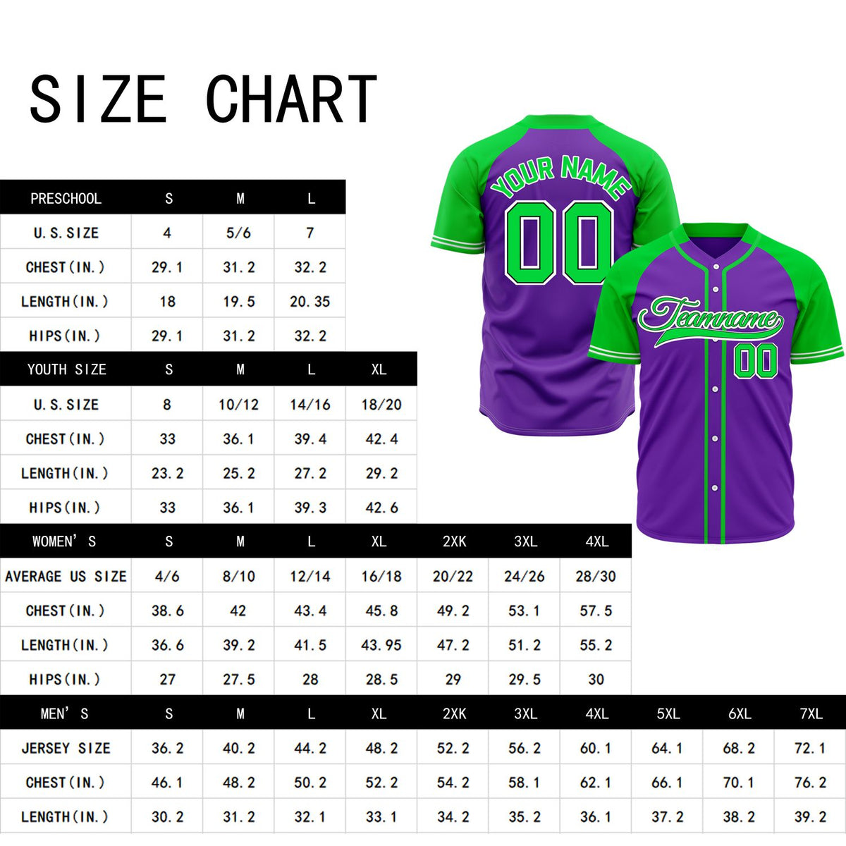 VOSOLI Custom Stitched Purple and Neon Green Two-Tone Baseball Jersey