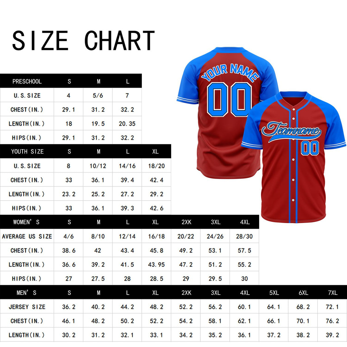 VOSOLI Custom Stitched Red and Blue Two-Tone Baseball Jersey