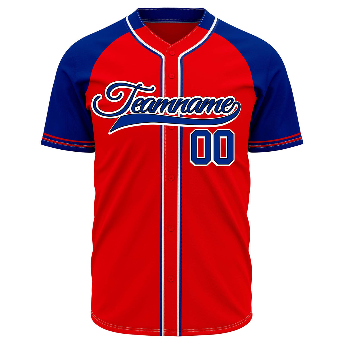 VOSOLI Custom Stitched Red and Royal Blue Two-Tone Baseball Jersey