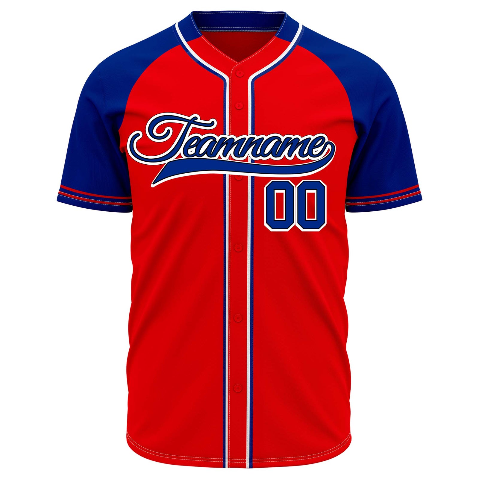 VOSOLI Custom Stitched Red and Royal Blue Two-Tone Baseball Jersey