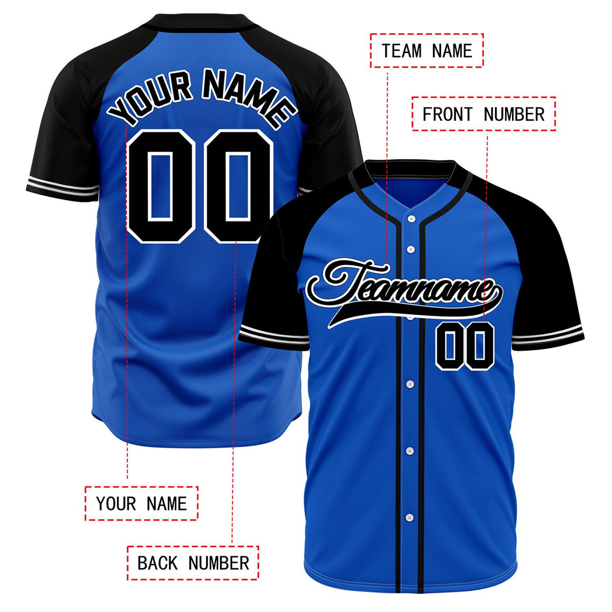 VOSOLI Custom Stitched Royal Blue and Black Two-Tone Baseball Jersey