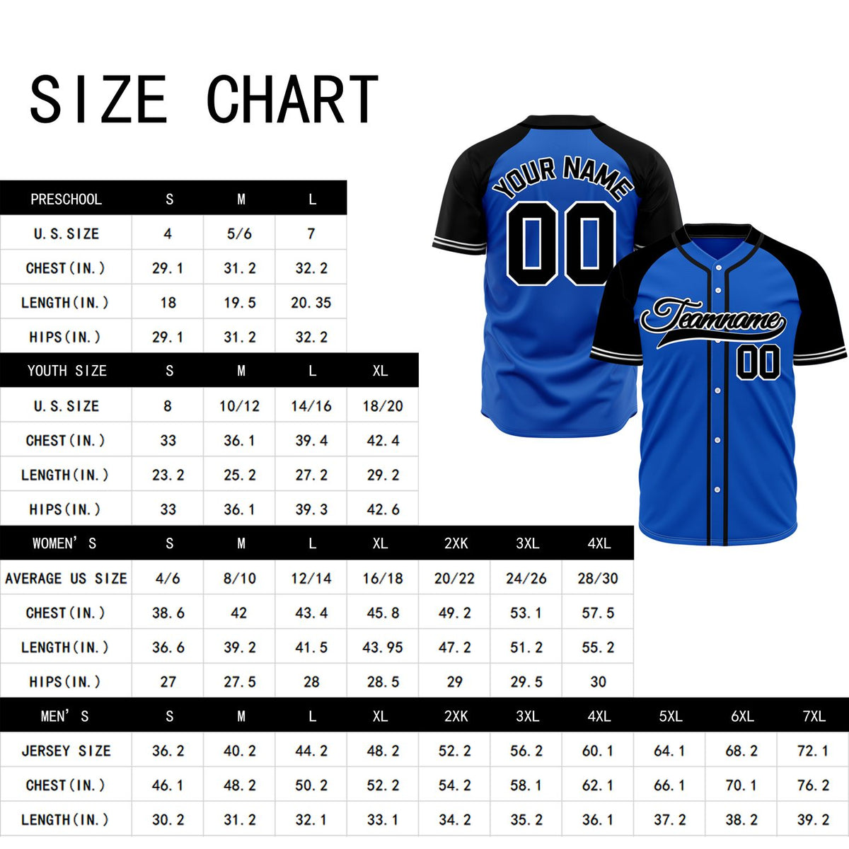 VOSOLI Custom Stitched Royal Blue and Black Two-Tone Baseball Jersey