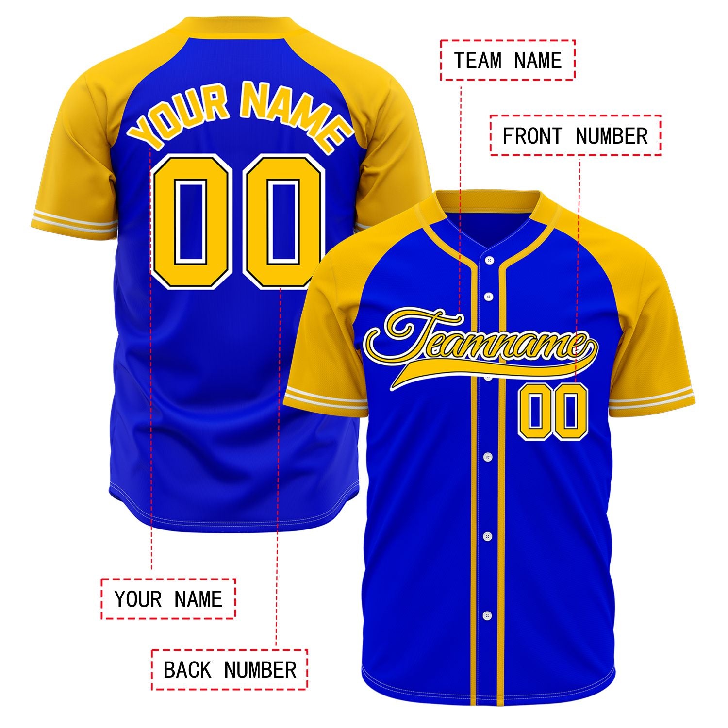 VOSOLI Custom Stitched Royal Blue and Yellow Two-Tone Baseball Jersey