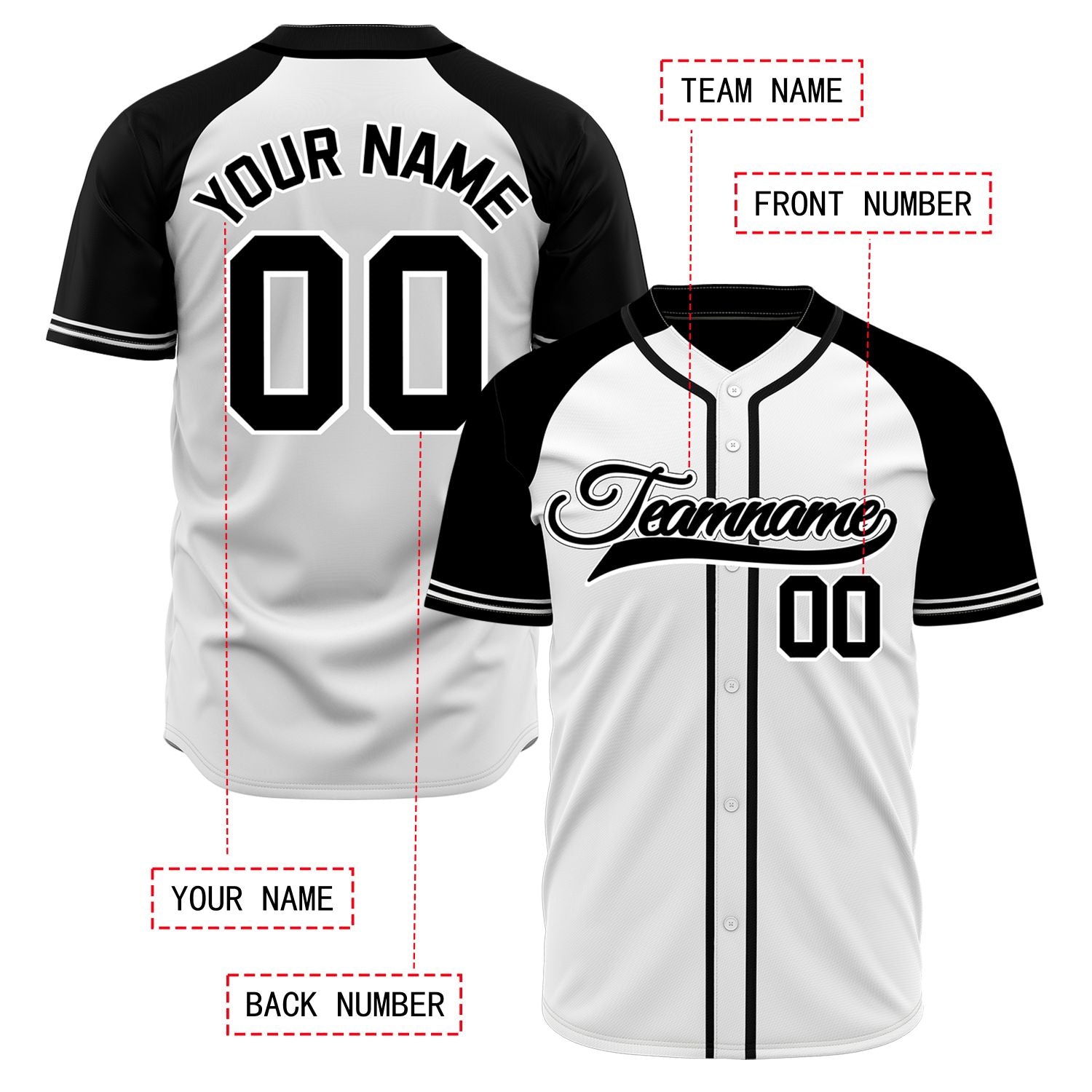VOSOLI Custom Stitched White and Black Two-Tone Baseball Jersey