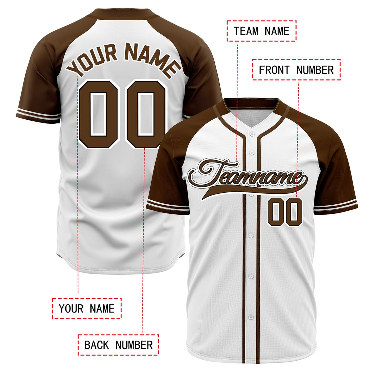 VOSOLI Custom Stitched White and Brown Two-Tone Baseball Jersey
