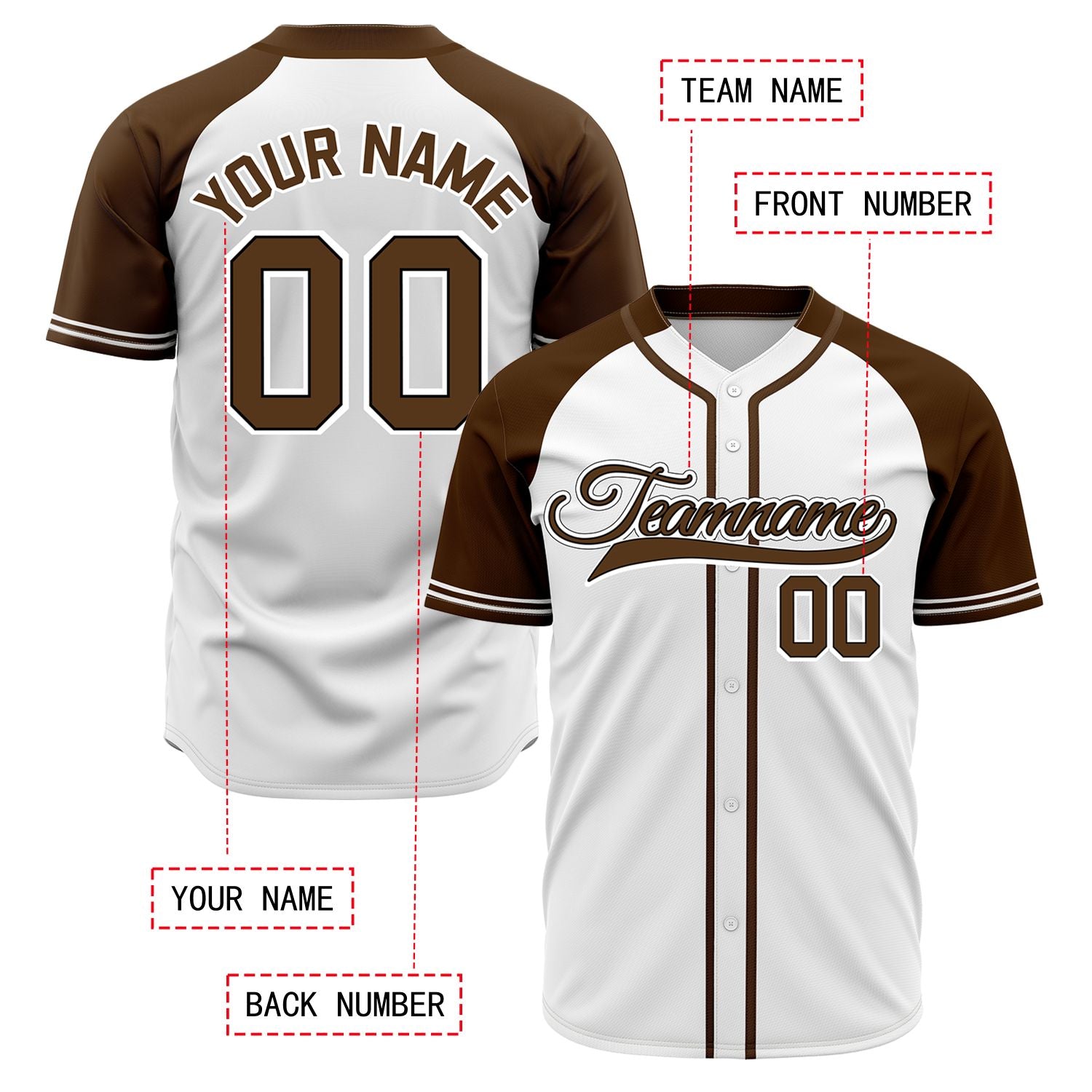 VOSOLI Custom Stitched White and Brown Two-Tone Baseball Jersey